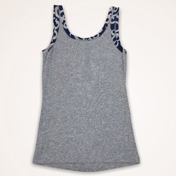 BEBE Silk Trim Heathered Gray Rhinestone Logo Tank - Picture 3 of 8